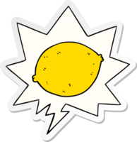 cartoon lemon with speech bubble sticker png