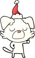 hand drawn gradient cartoon of a dog wearing santa hat png