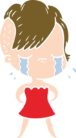 flat color style cartoon crying girl png