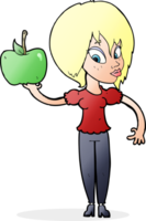caricatura, mujer, tenencia, manzana png