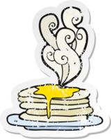 autocollant rétro en détresse d'une pile de crêpes de dessin animé png