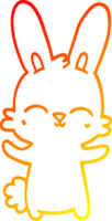warm gradient line drawing of a cute cartoon rabbit png