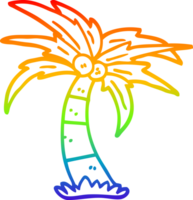 rainbow gradient line drawing of a cartoon palm tree png