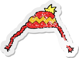 pegatina retro angustiada de un sombrero de dibujos animados png