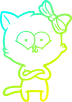 cold gradient line drawing of a cartoon cat png