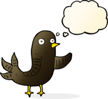 cartone animato agitando uccello con pensato bolla png