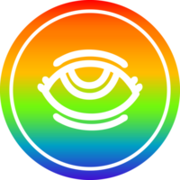 Auge mit Regenbogen Gradient Fertig kreisförmig Symbol mit Regenbogen Gradient Fertig png