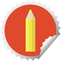 geel kleur potlood grafisch illustratie ronde sticker postzegel png