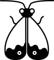 Moth glyph and line vector illustration