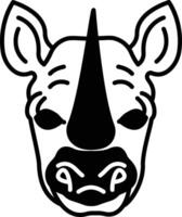 rinoceronte cara glifo y línea vector ilustración