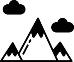 mountain glyph and line vector illustration