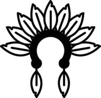 Headdress glyph and line vector illustration