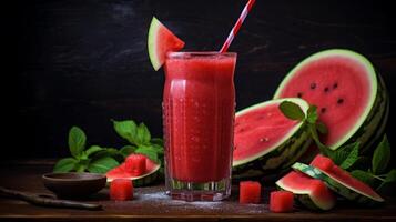 AI generated Refreshing Watermelon Smoothie photo