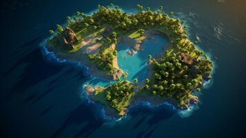 AI generated Private Island Resort Surrounded by Sapphire Waters photo