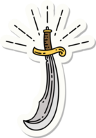 sticker of a tattoo style scimitar sword png