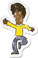 retro distressed sticker of a cartoon rushing man png