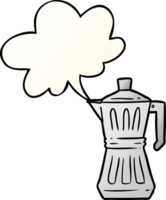 cartoon espresso maker with speech bubble in smooth gradient style png