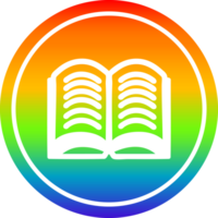 aberto livro circular ícone com arco Iris gradiente terminar png