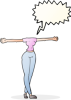 hand drawn speech bubble cartoon female body with wide arms png