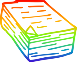 Regenbogen Gradient Linie Zeichnung von ein Karikatur Stapel von Papier png