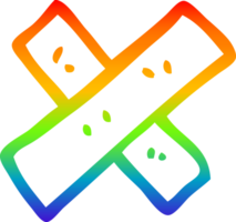 rainbow gradient line drawing of a cartoon medical sticking plaster png