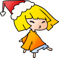 hand drawn christmas gradient cartoon of kawaii girl png