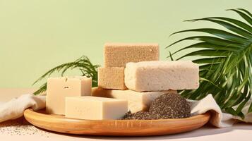 AI generated Natural Hemp Soap and Oil Beauty Products photo