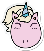 sticker of a quirky hand drawn cartoon unicorn png