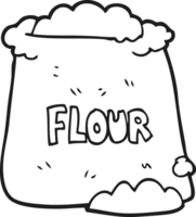 hand drawn black and white cartoon bag of flour png