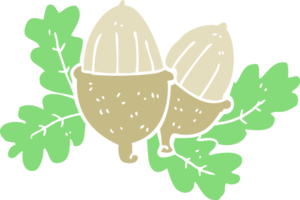 flat color illustration of acorns png