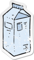 retro distressed sticker of a cartoon milk carton png