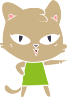 flat color style cartoon cat in dress pointing png