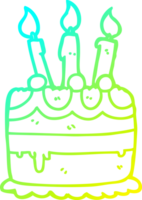 cold gradient line drawing of a cartoon birthday cake png