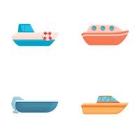 Boat icons set cartoon vector. Different type of cartoon boat vector