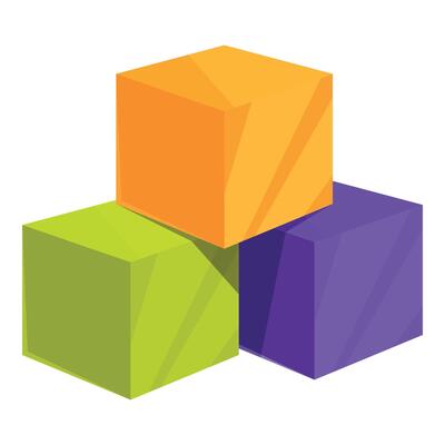 Bright cubes icon cartoon vector. Children building blocks