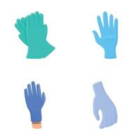 Household glove icons set cartoon vector. Protective rubber glove vector