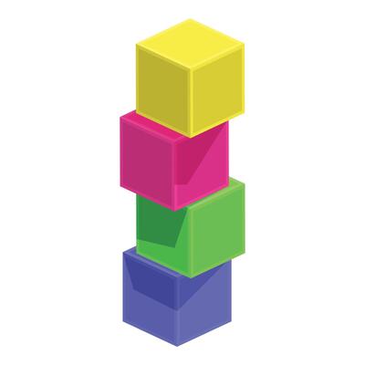 Object cubes icon cartoon vector. Children building blocks