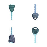 Car key icons set cartoon vector. Electronic car key front and alarm system vector