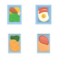 Breakfast menu icons set cartoon vector. Various dishes for breakfast vector