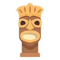 Wood idol totem icon cartoon vector. Native pole vector