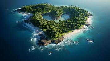 AI generated Private Island Resort Surrounded by Sapphire Waters photo