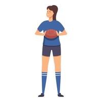jugador tomar pelota icono dibujos animados vector. rugby niña vector
