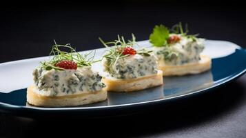 AI generated Delicious Canape on Elegant Plate photo