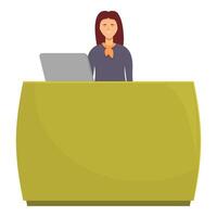 Phone call receptionist icon cartoon vector. Female desk vector