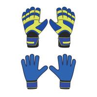 Kids drawing Cartoon Vector illustration set of goalkeeper gloves front and back icon Isolated on White Background