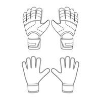 Hand drawn Kids drawing Cartoon Vector illustration set of goalkeeper gloves front and back icon Isolated on White Background