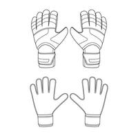 Hand drawn Kids drawing Cartoon Vector illustration set of goalkeeper gloves front and back icon Isolated on White Background