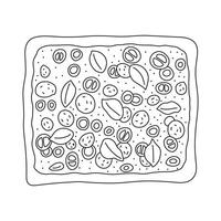 Hand drawn focaccia icon Cartoon Vector illustration Isolated on White Background