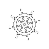 Hand drawn Kids drawing Cartoon Vector illustration pirate ship steering wheel icon Isolated on White Background