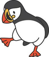 Puffin vector illustration isolated on white background. Cartoon penguin.